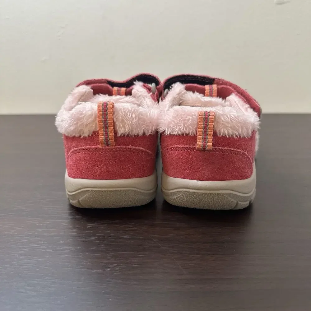KEEN Newport H2 Pink/Gray Suede Faux Fur Lined Hook & Loop Sneakers US 1 Kids